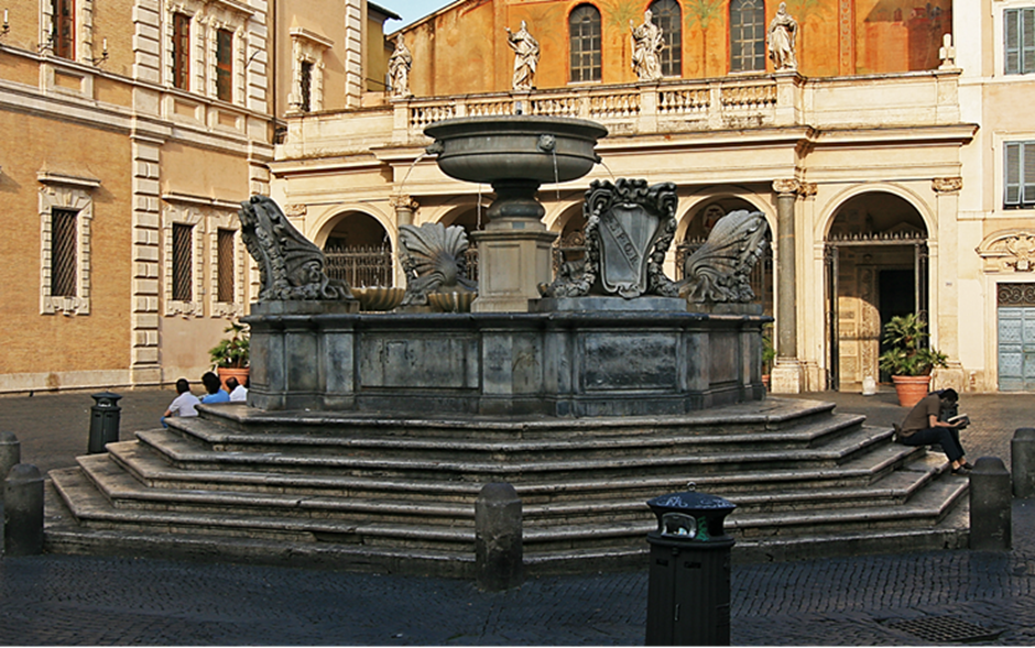 Se especula que esta fuente es la más antigua y fue la primera en la Plaza de Santa María en Trastévere.
Está situada delante de la Iglesia de Santa Maria in Trastevere.
Fue elaborada por Donato Bramante, culminado por Carlo Fontana y Gian Lorenzo Bernini.